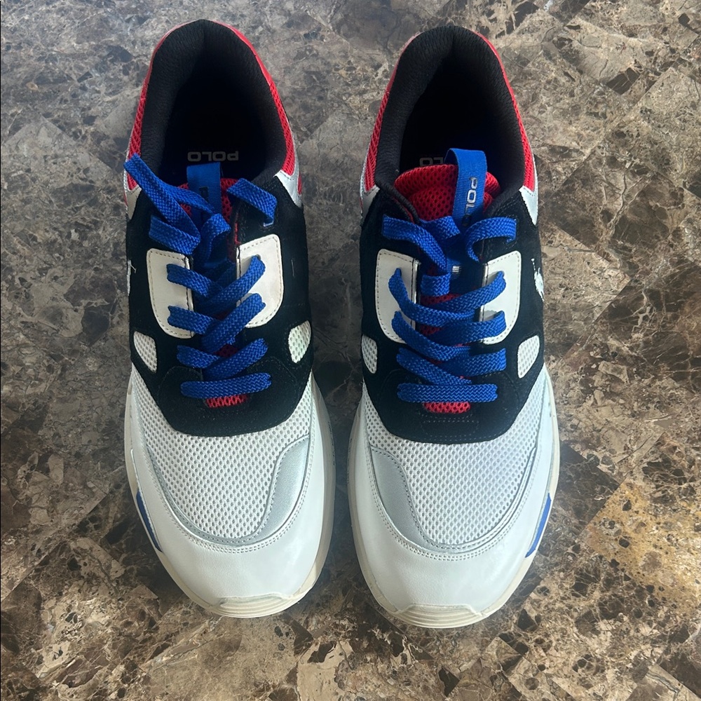 Polo by Ralph Lauren Men White, Blue, Black & Red Sneakers